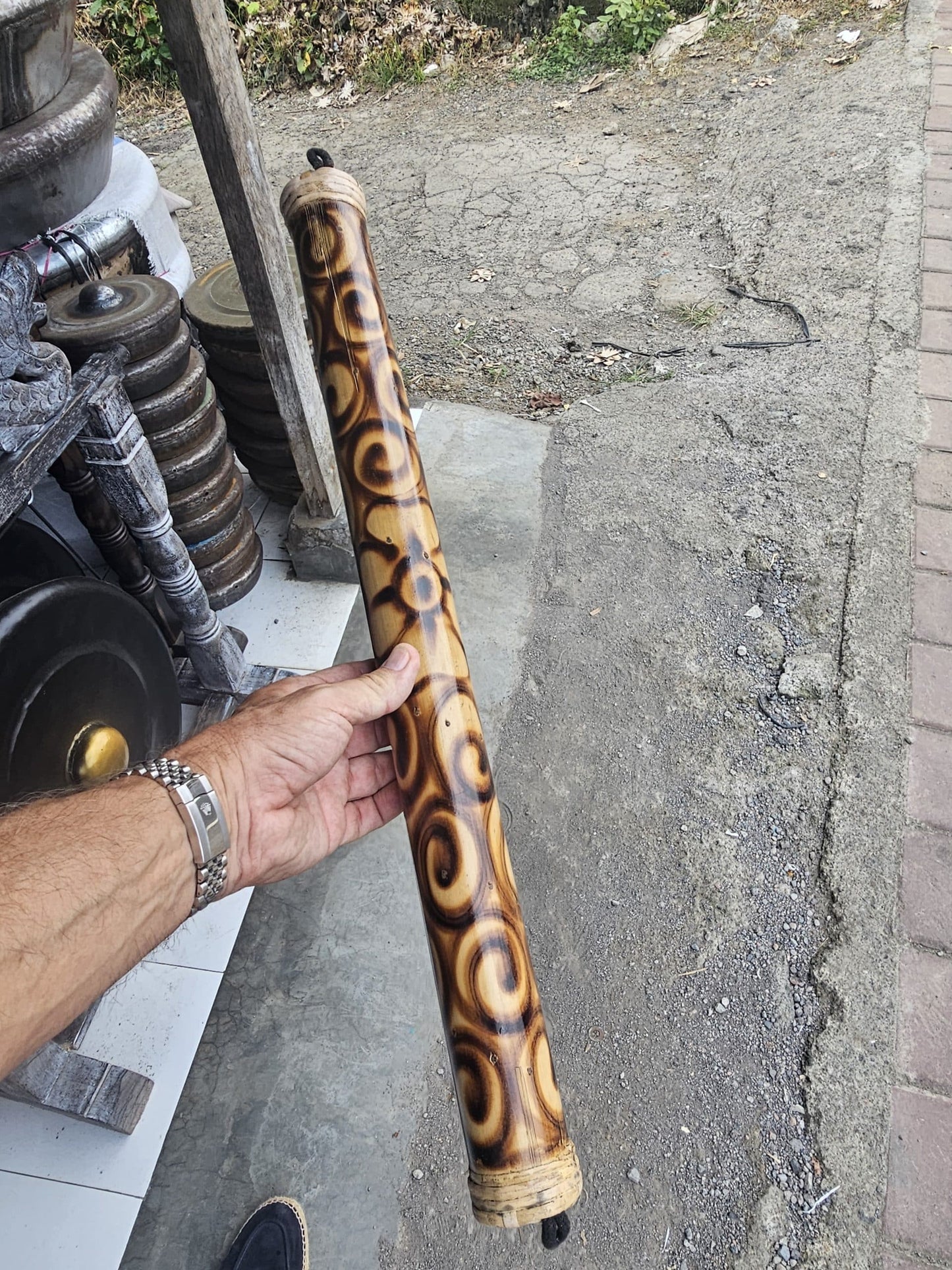 Decorated bamboo rainpipe