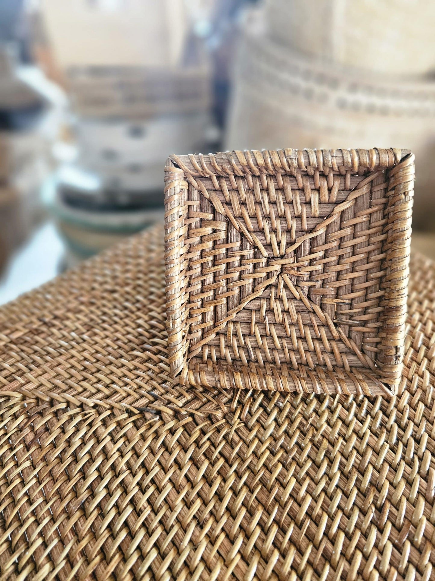 Square rattan coaster