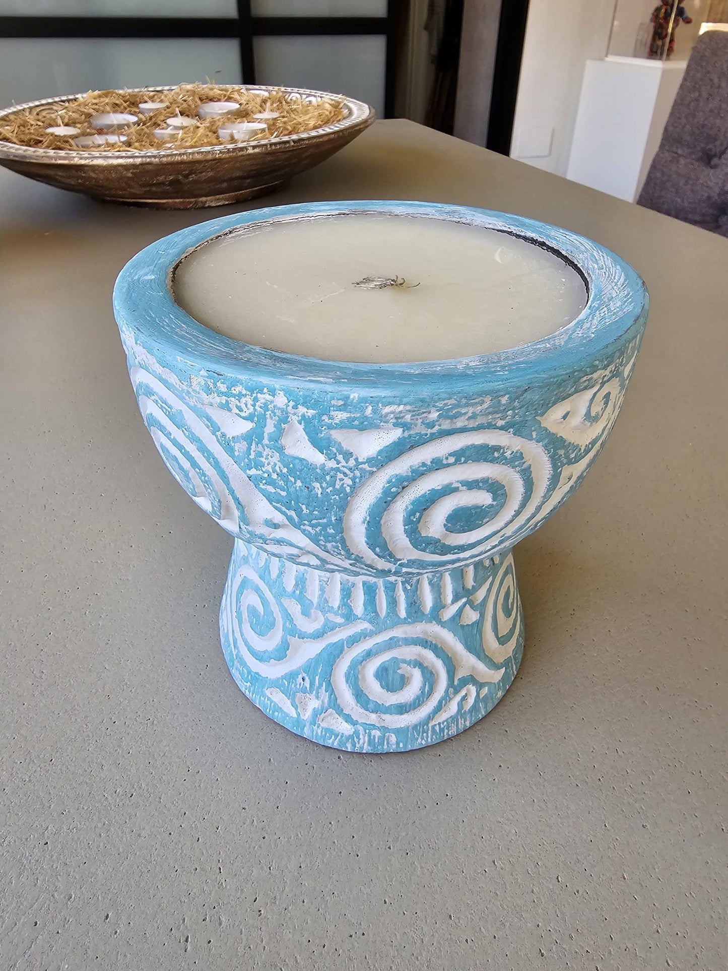 Handcarved wooden Candle in two colors