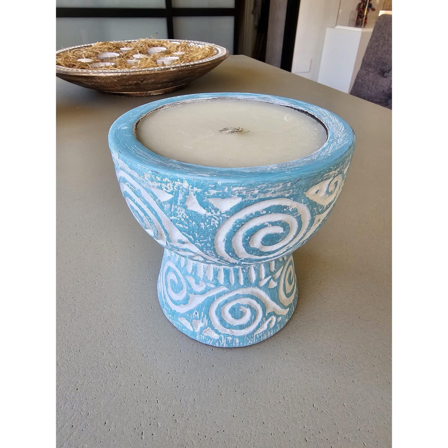 Handcarved wooden Candle in two colors