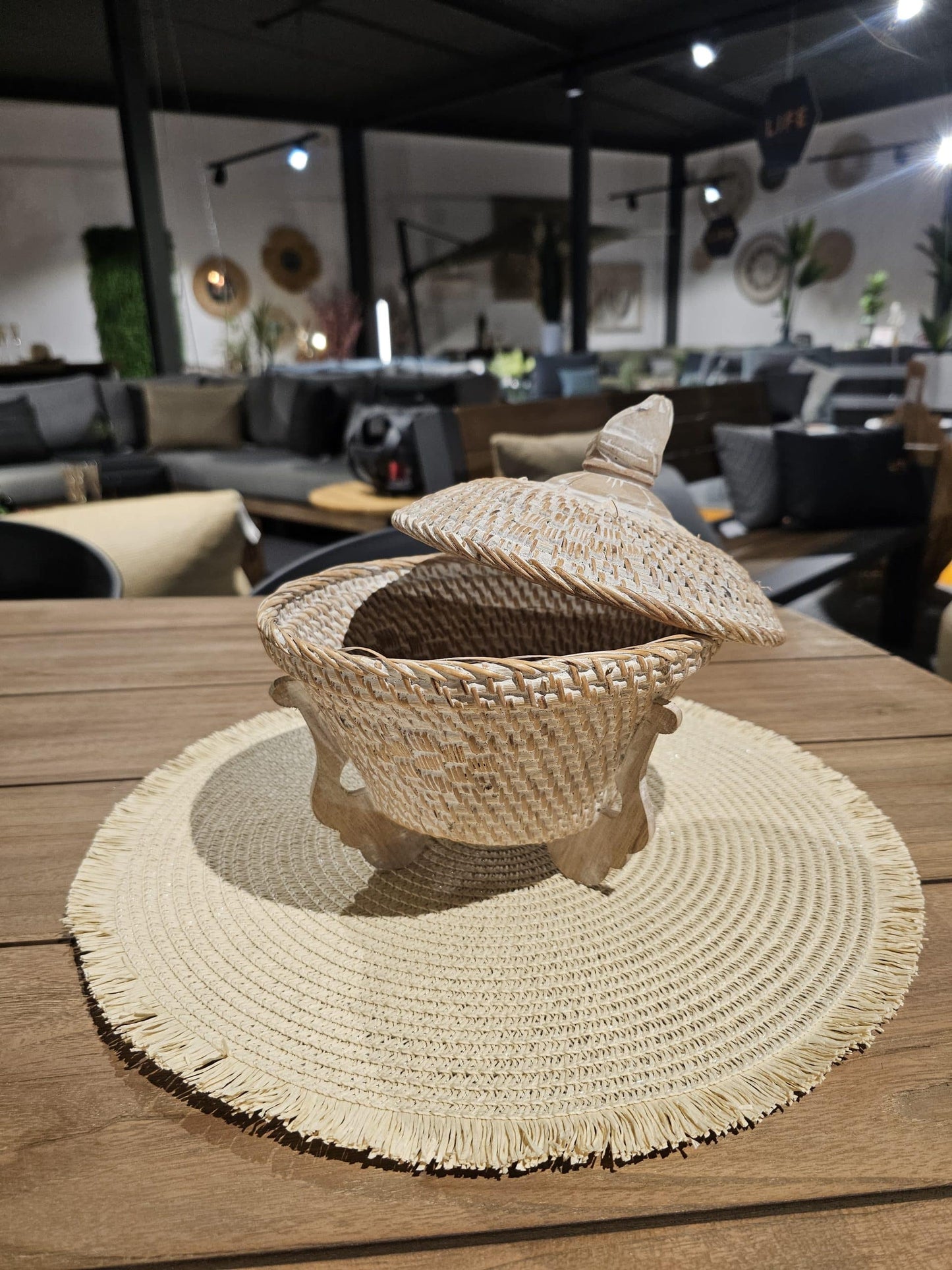 Whitewashed floating basket