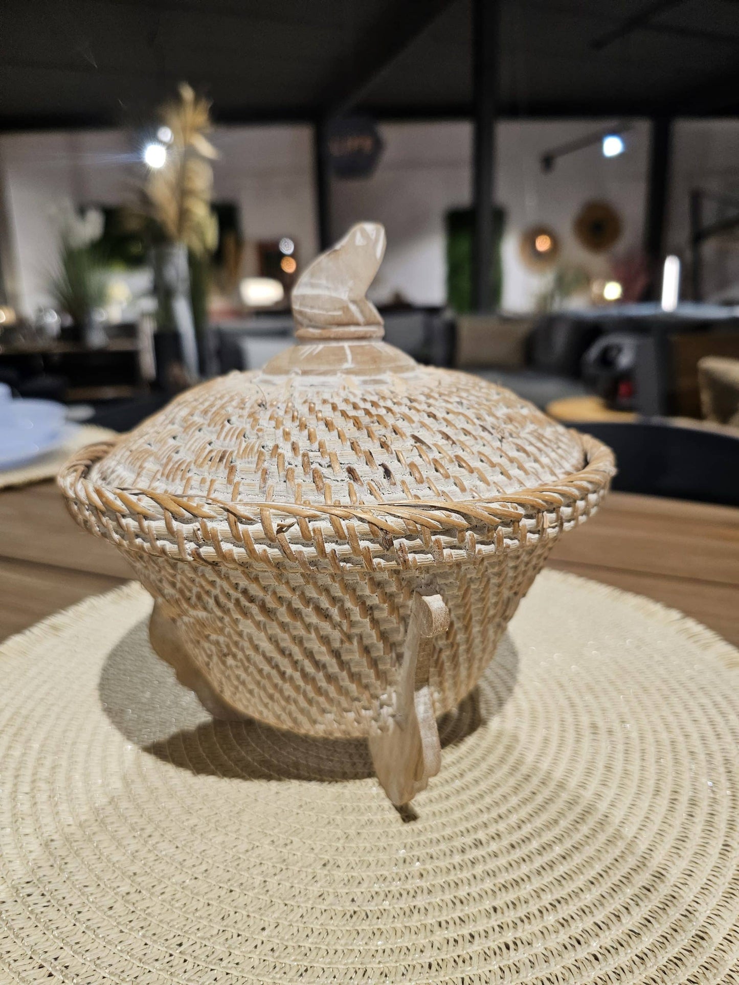 Whitewashed floating basket