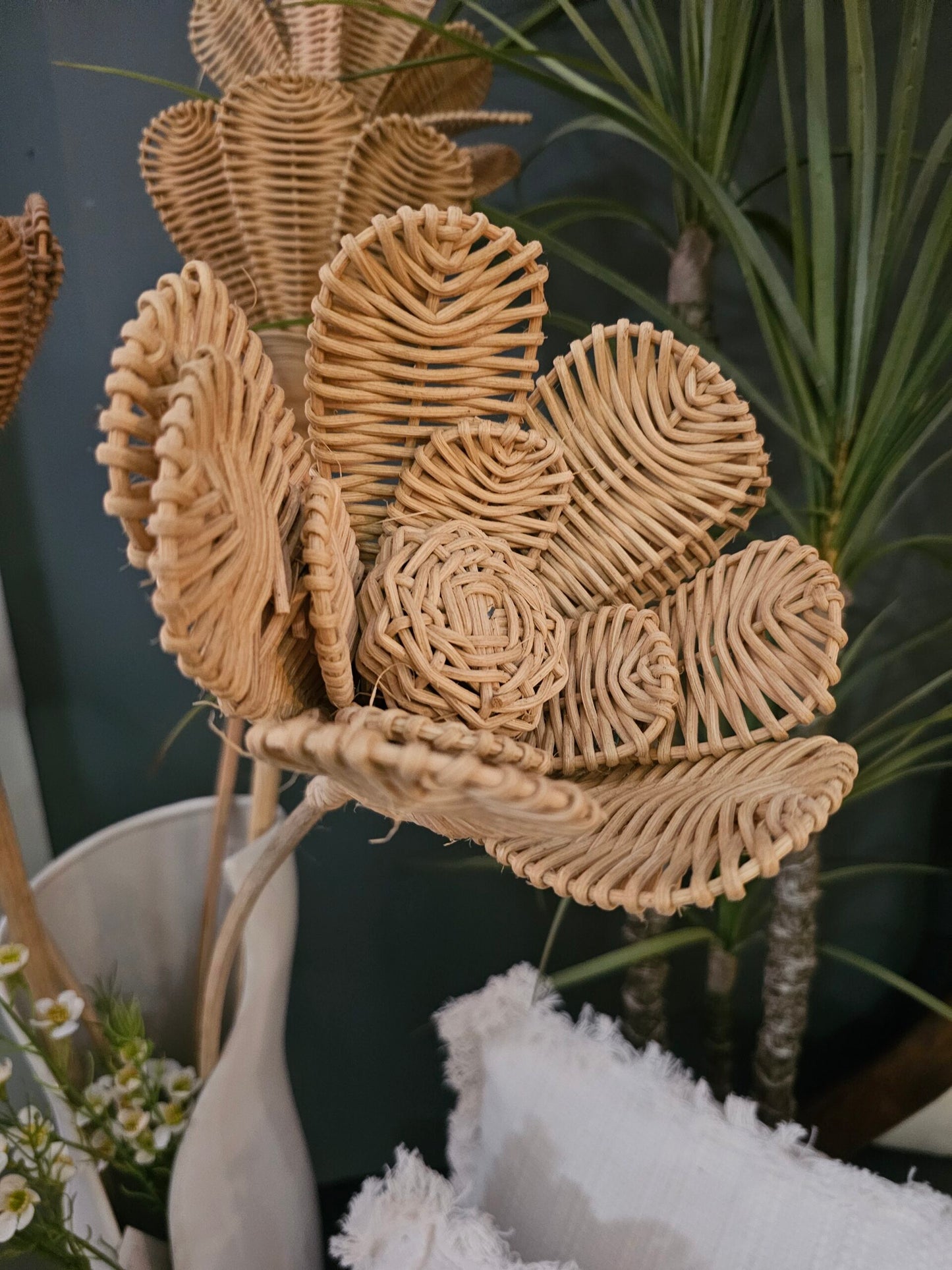 Rattan flower on stick