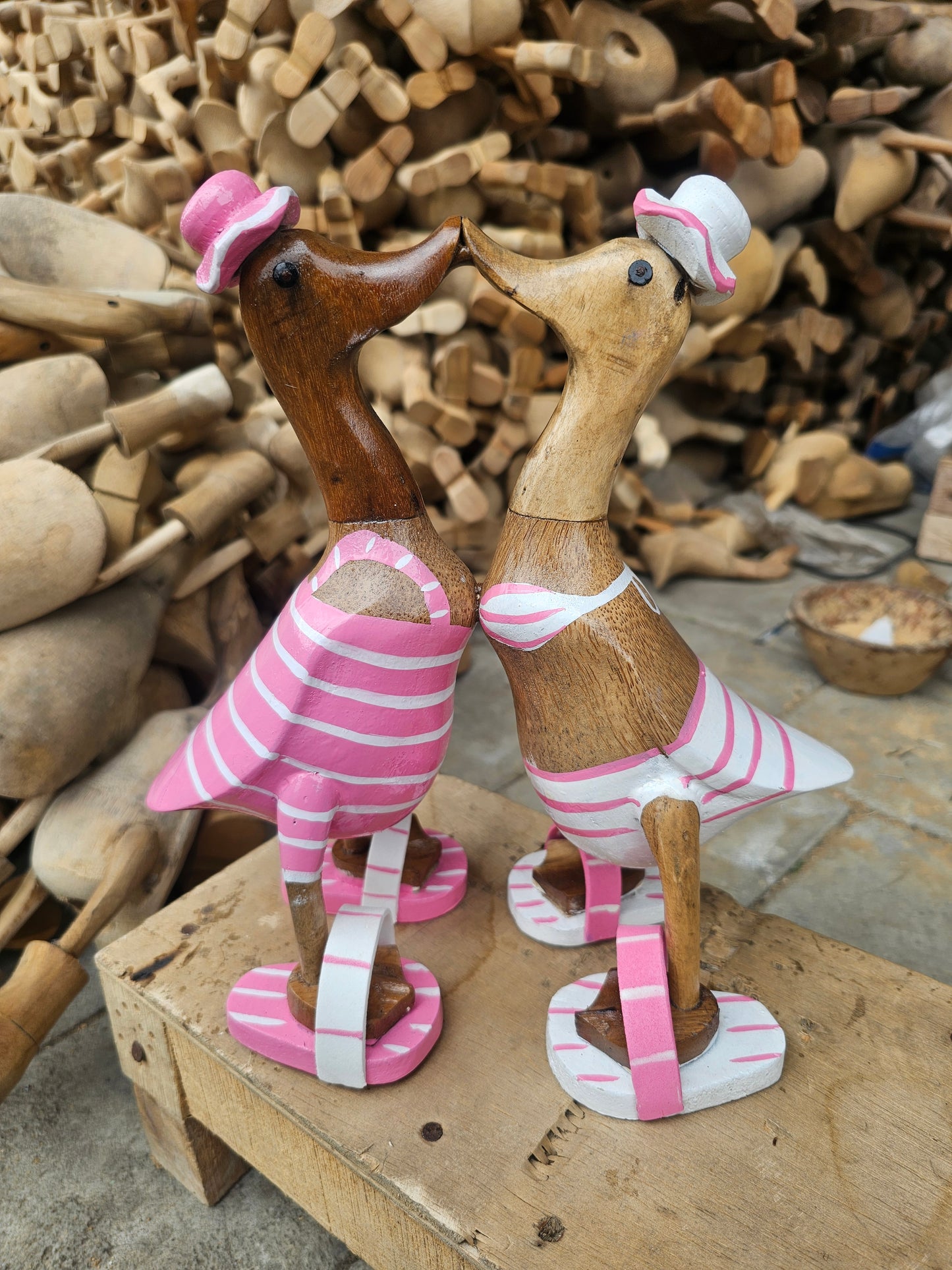 Ducks in bathing suites. Model Pink