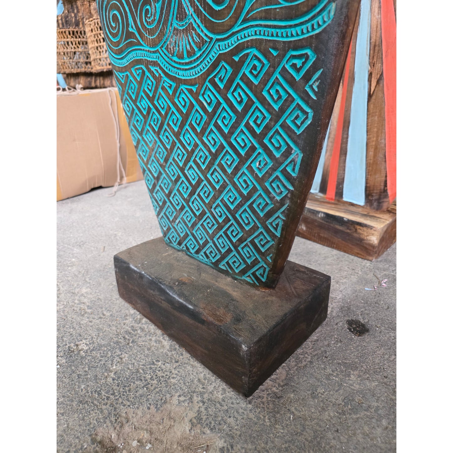 Tabla de surf de madera tallada a mano. Modelo: color verde.