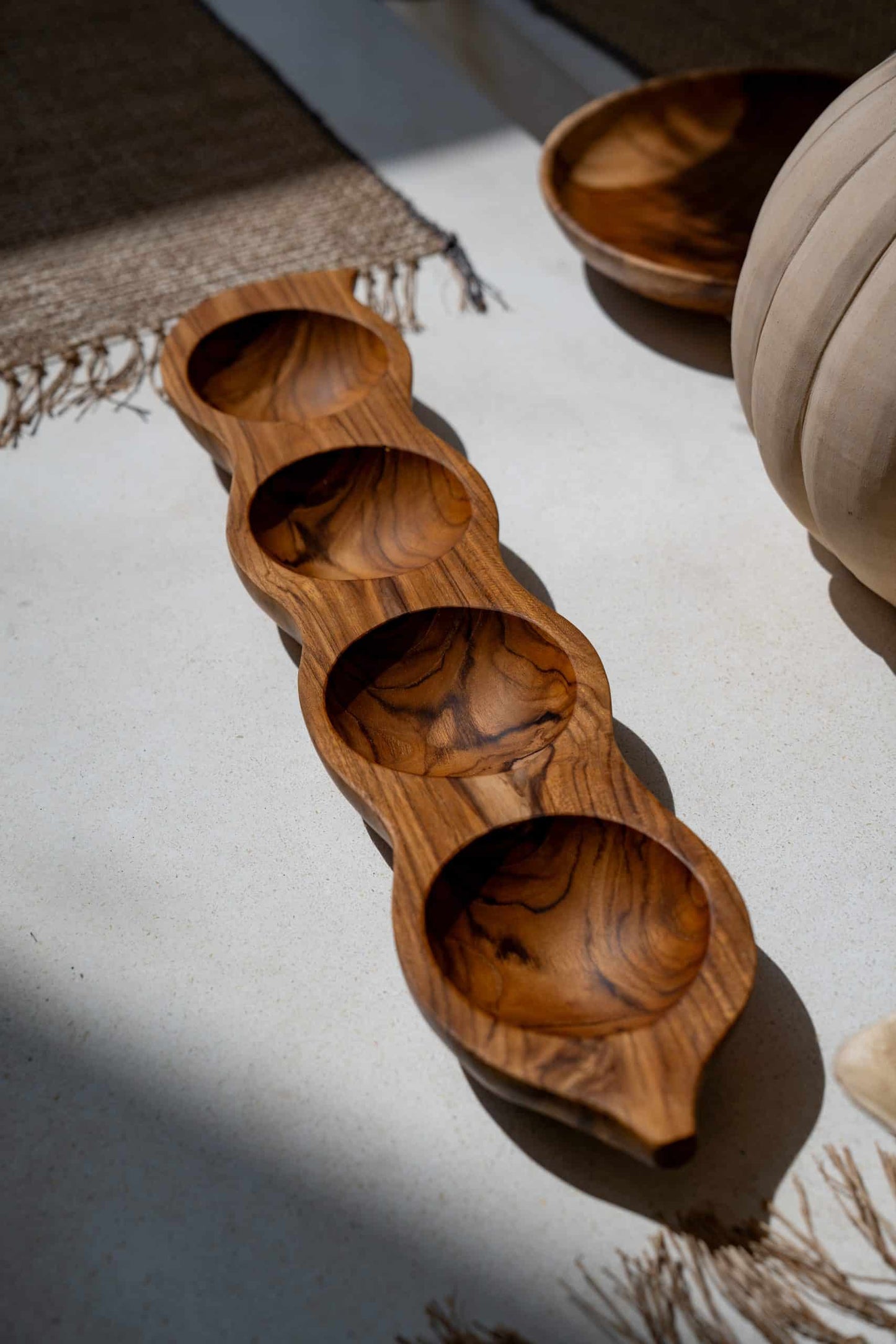 Wooden 4 hole sorting bowl