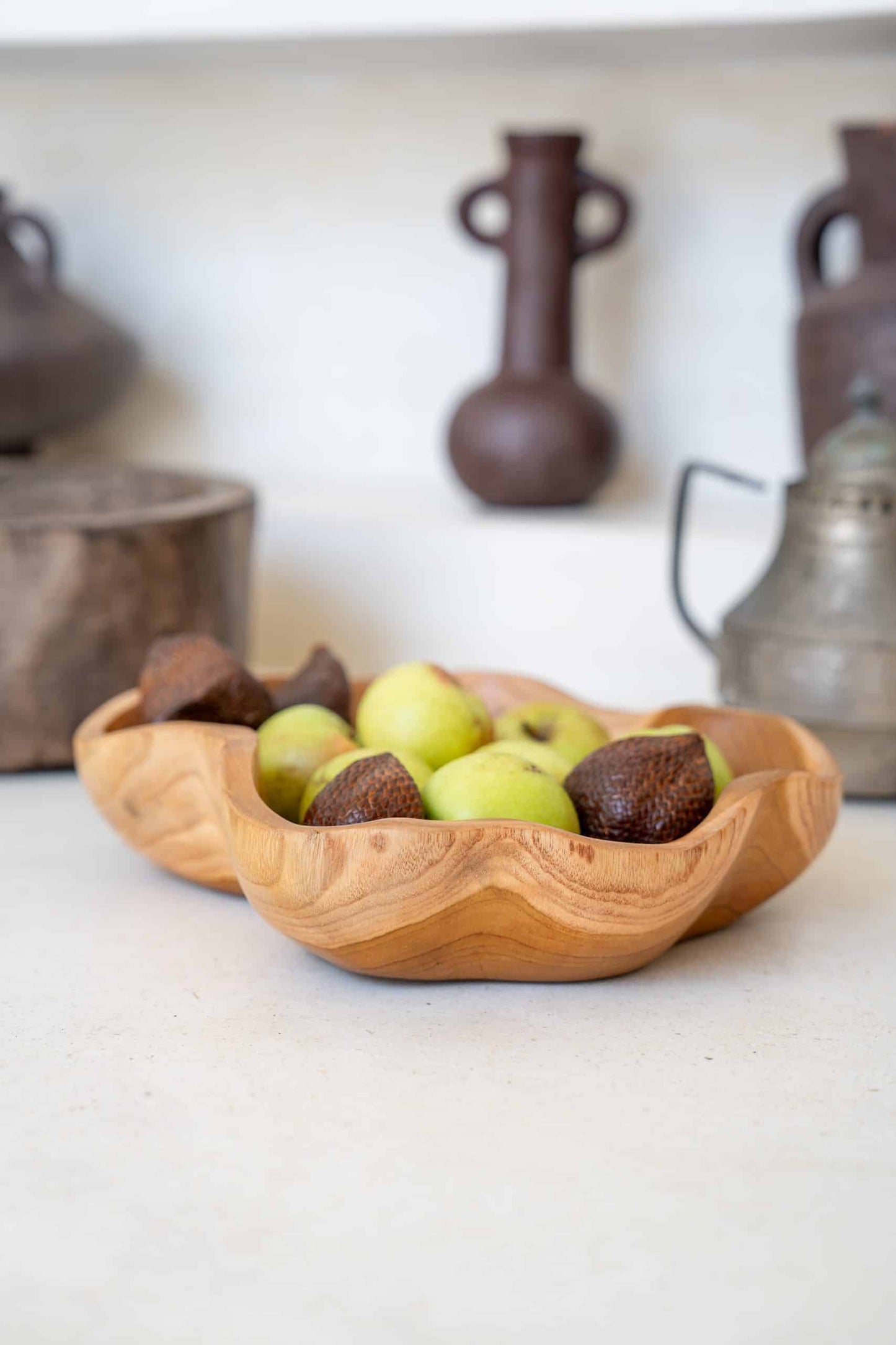 Free shape wooden fruit bowl