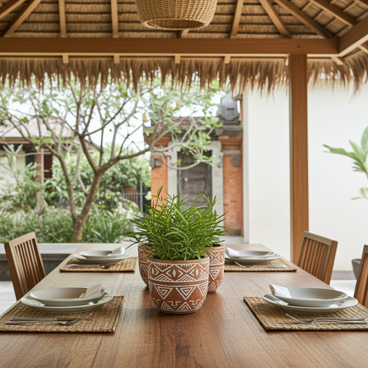 Vaso turquesa de madeira esculpido à mão