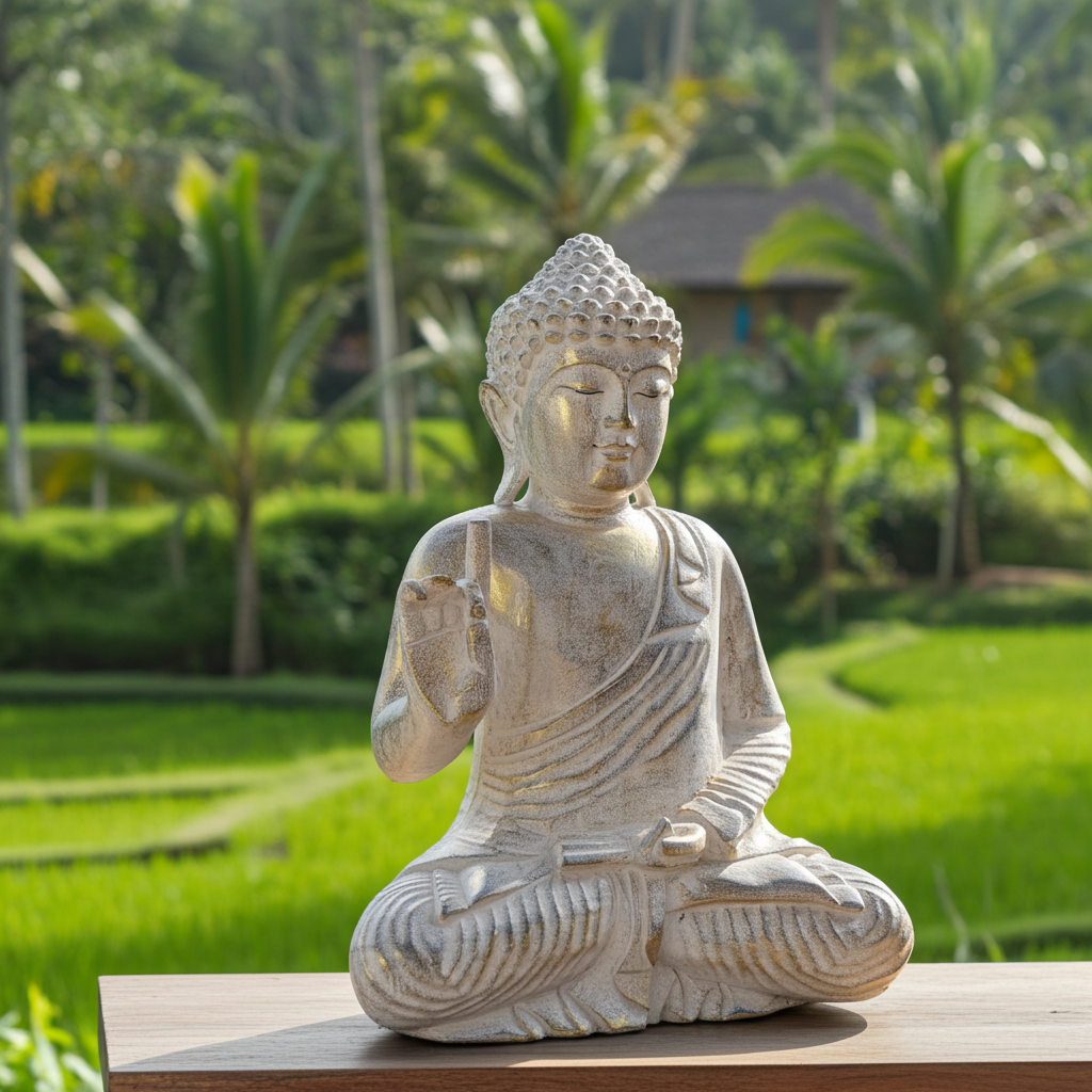 Buda dourado/branco de 60 cm