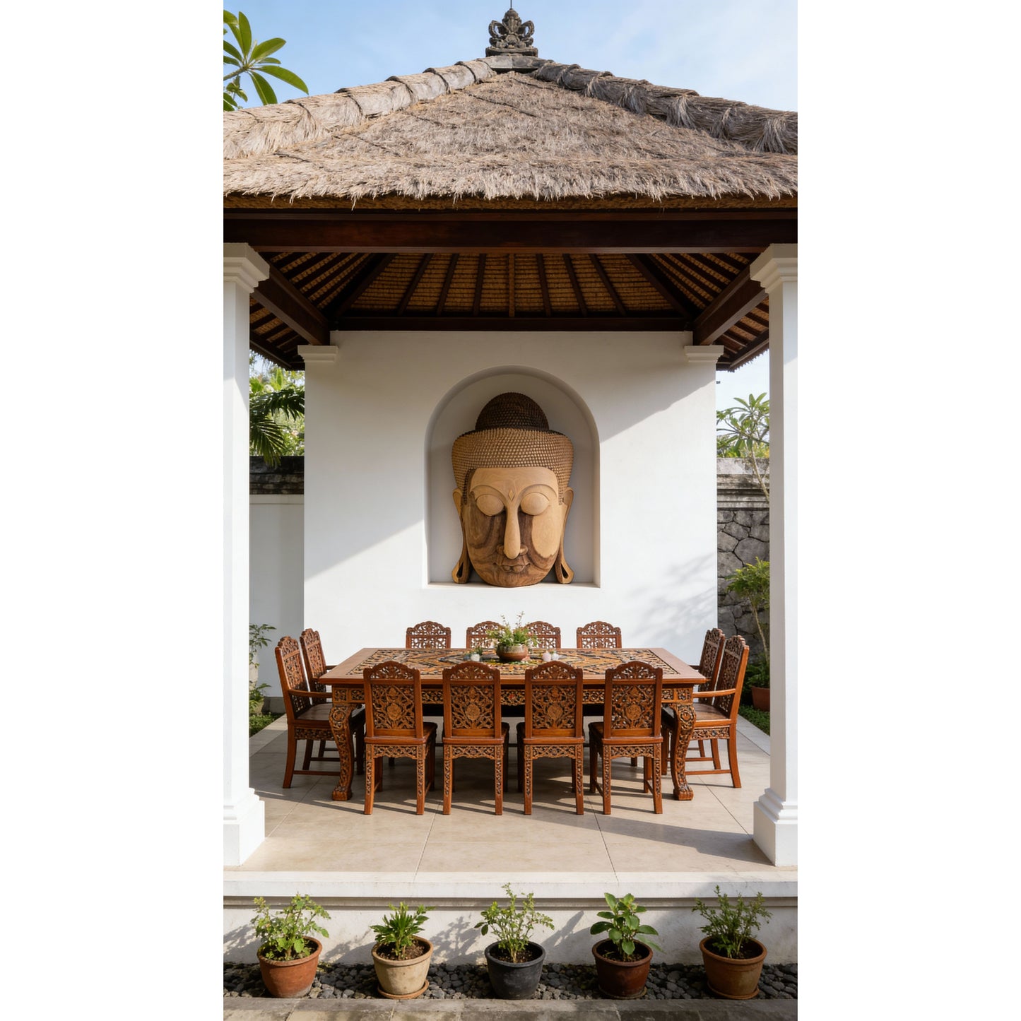 Máscara de Buda em Madeira Modelo Kayu 100cm