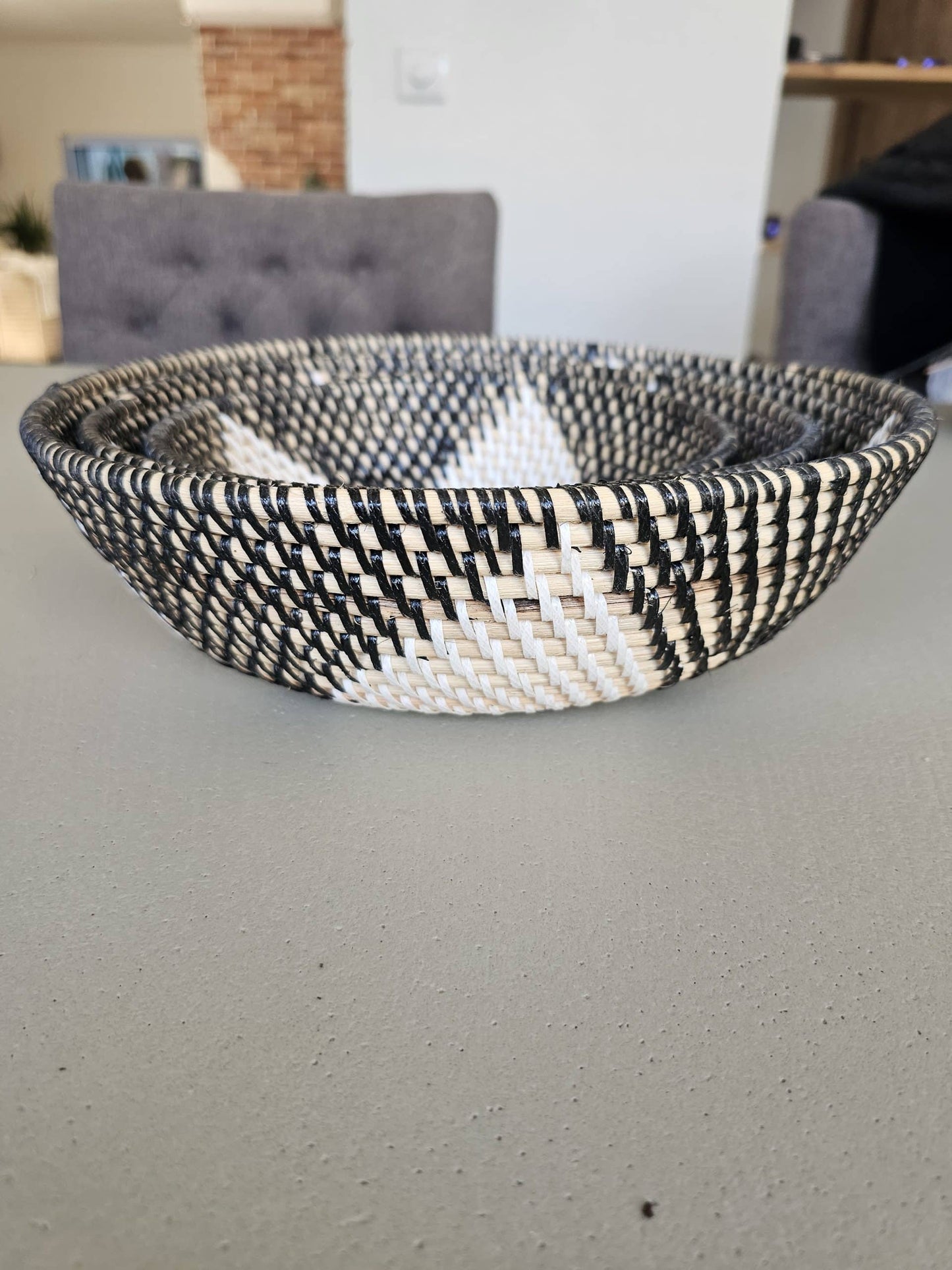 Set of 3 rattan bowls