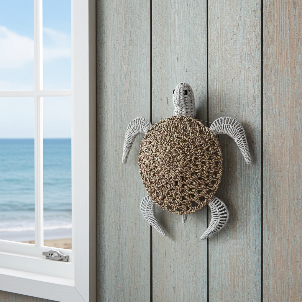 Tortuga hecha a mano de color blanco/natural en dos tamaños