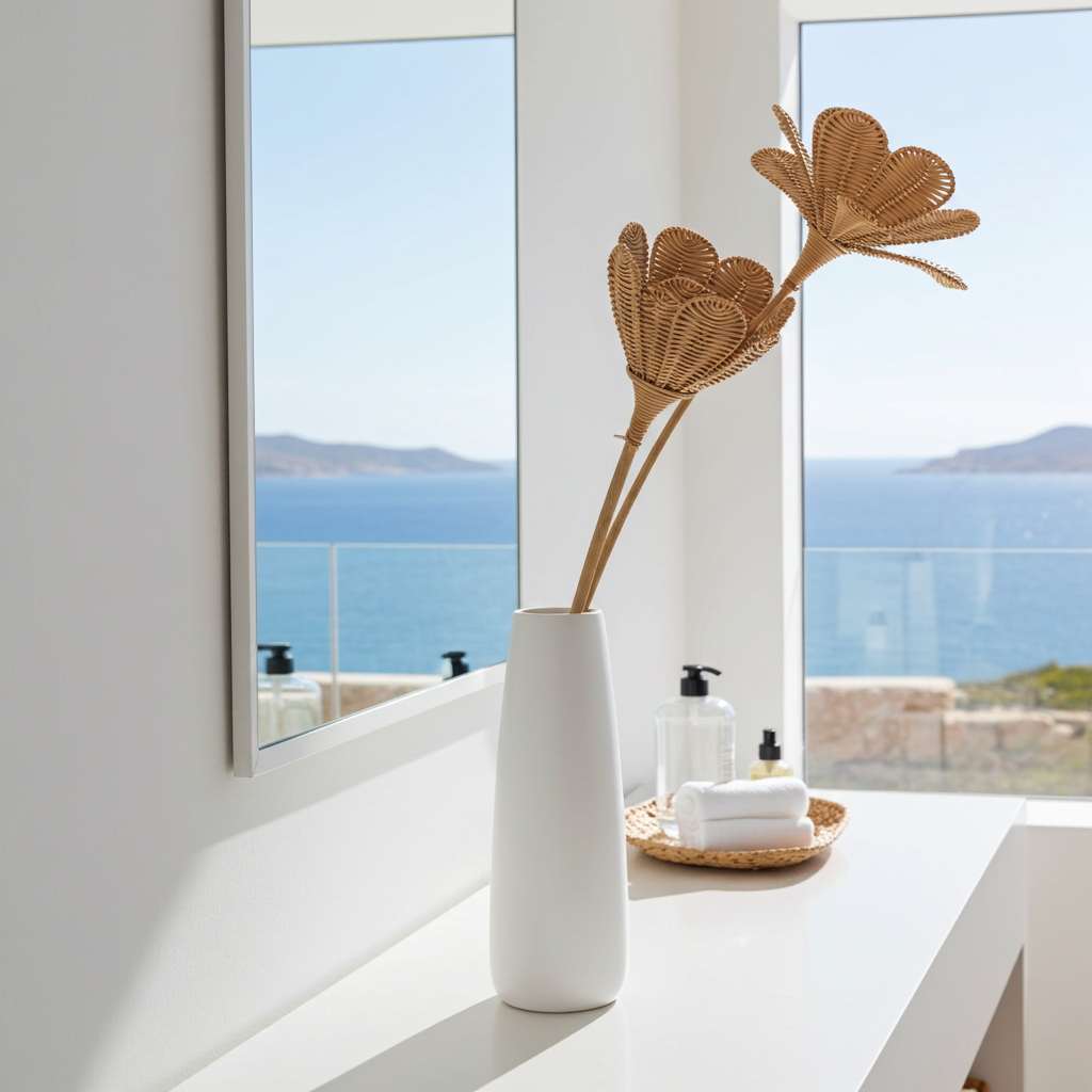 Rattan flower on stick