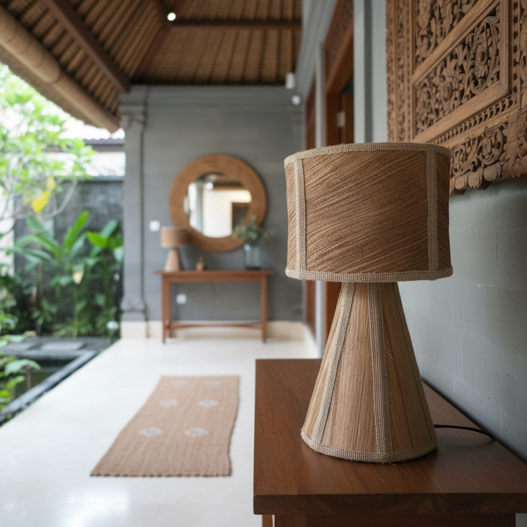 Natural Fiber Woven Table Lamp Model Nusa Penida