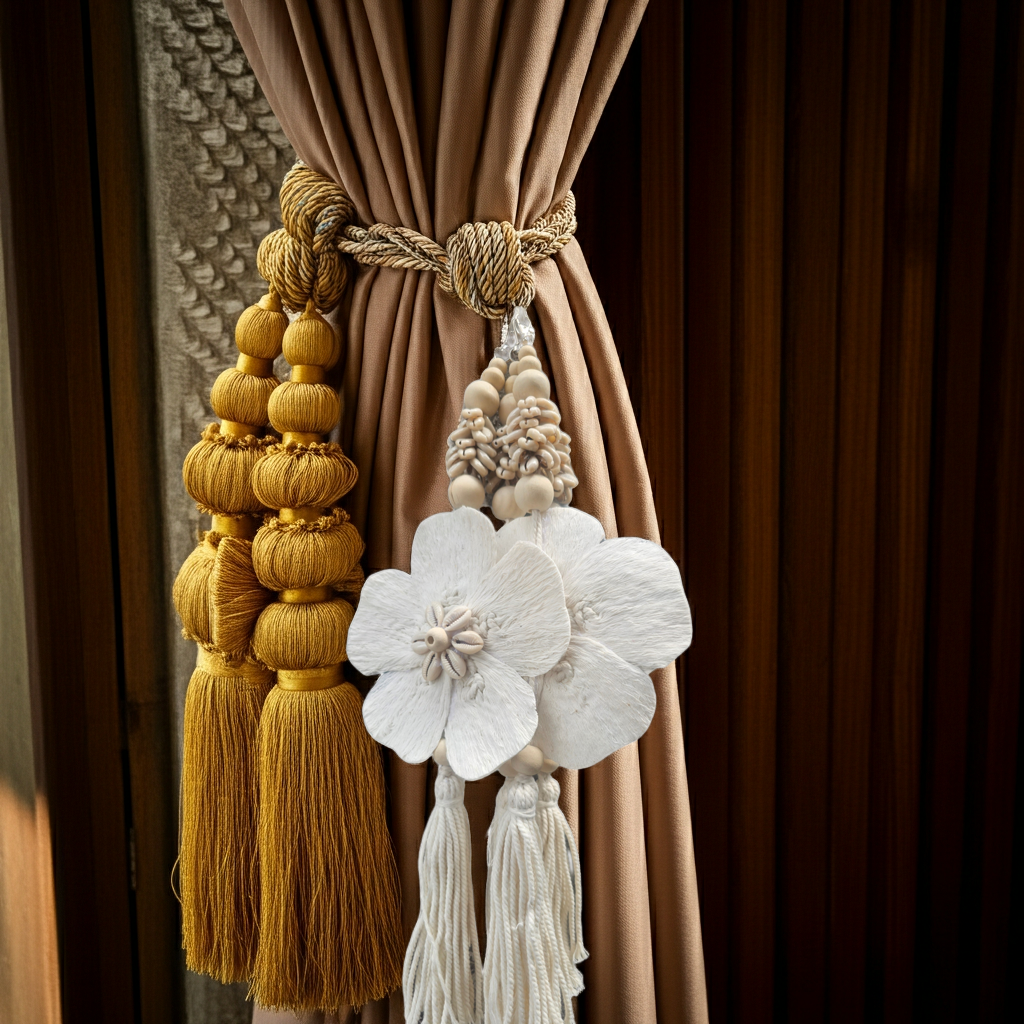 Handmade seashell and flower tassels