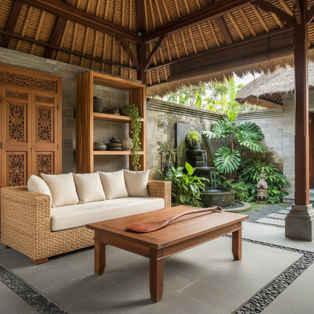 Remo decorativo de madera de teca tallada, modelo Nangka