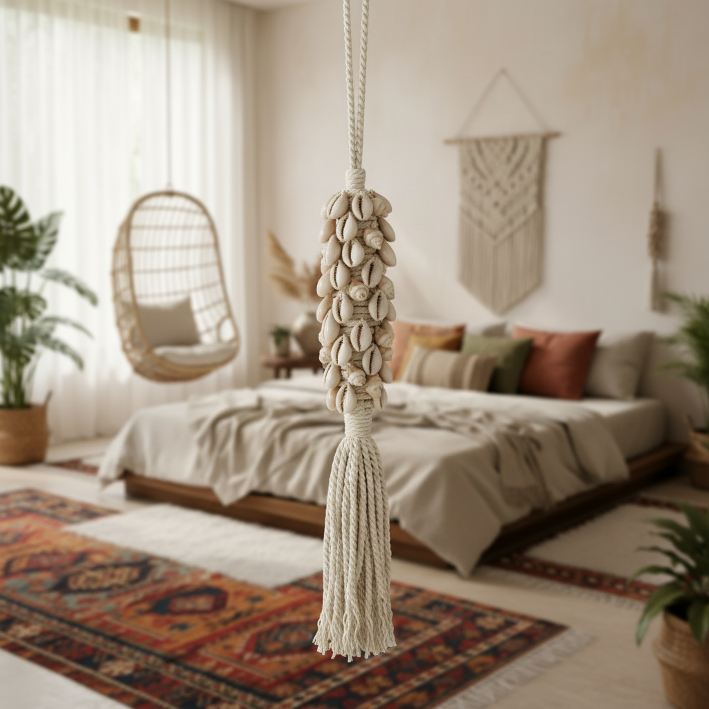 Modelo de decoración de pared con borlas de conchas marinas Roswar