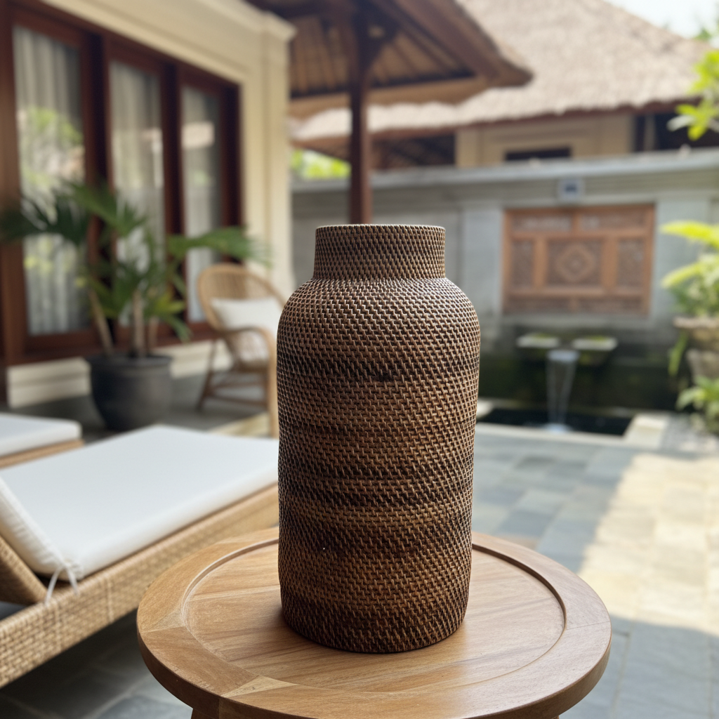 Woven Rattan Bottle Vase Model Kofiau