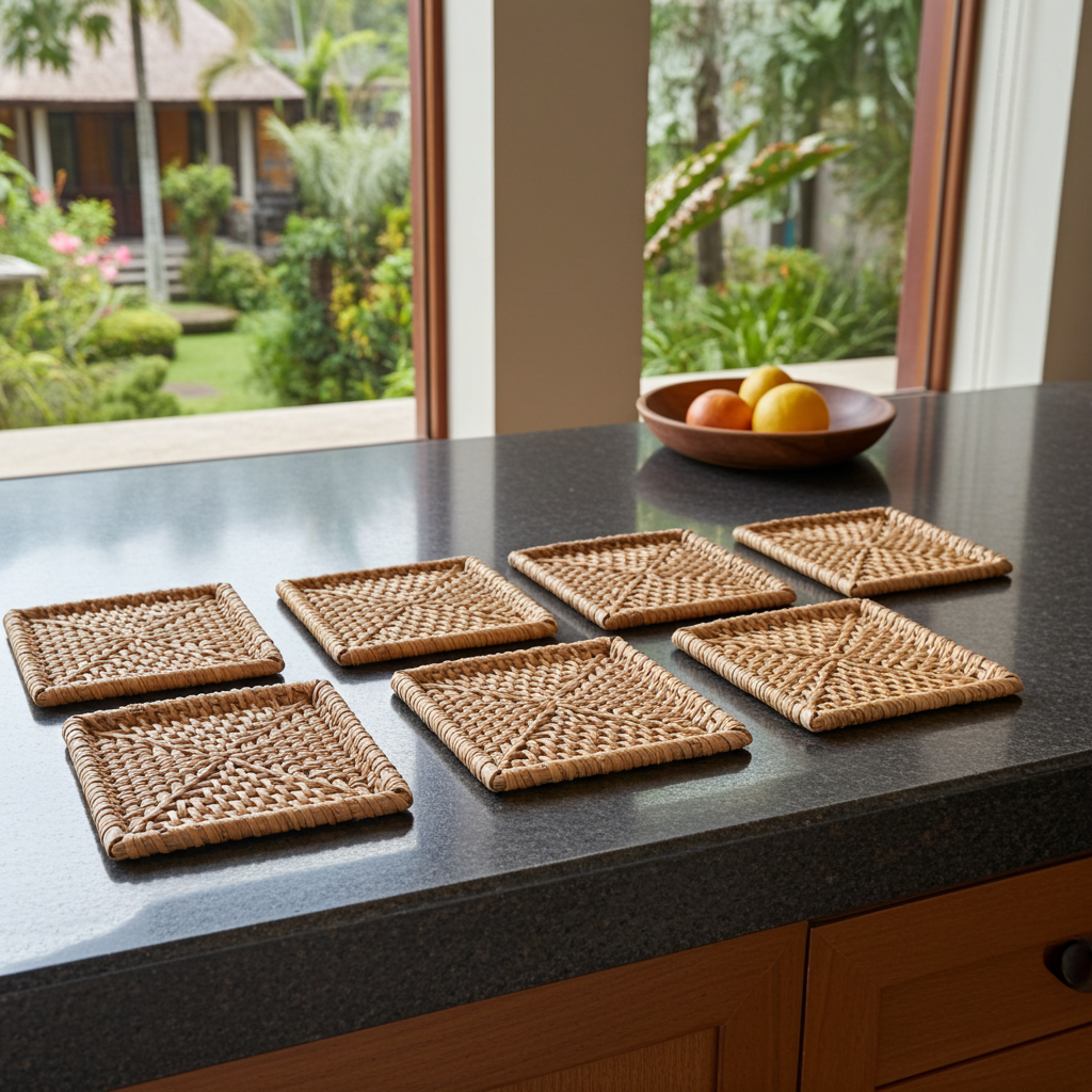 Square rattan coaster