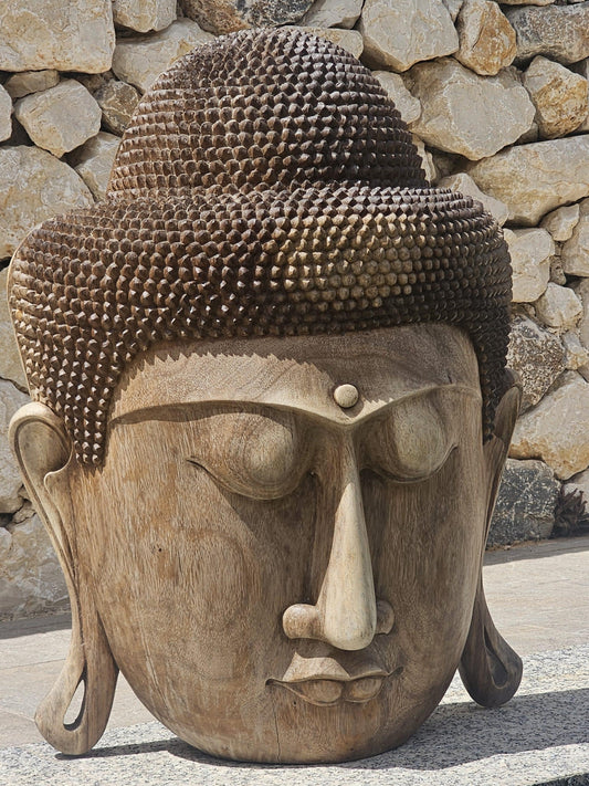 Wooden Buddha Mask Model Kayu