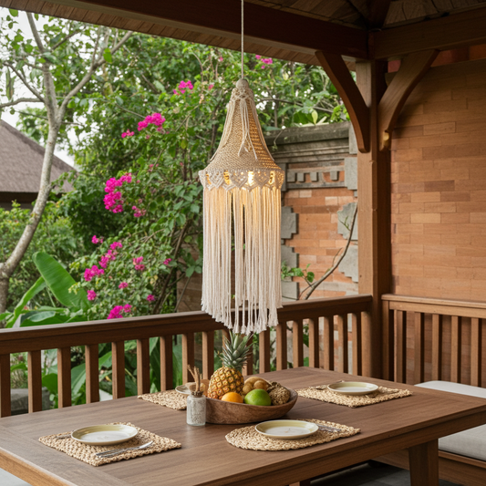 Hanglamp from banana bark. Model Kulit