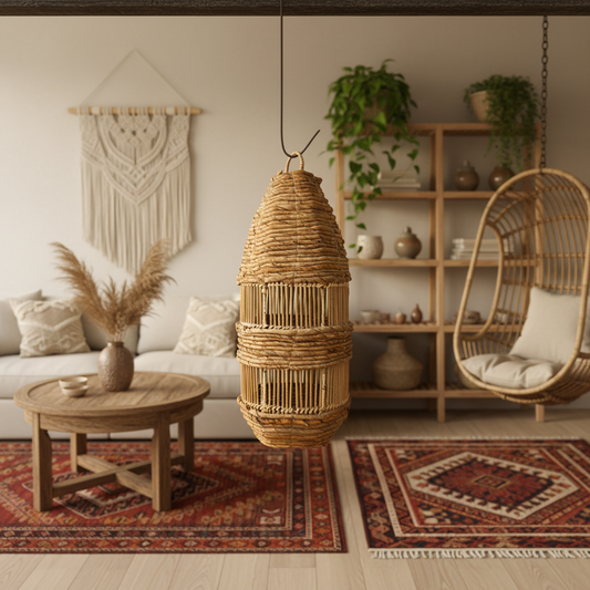 Rattan Banana Leaf Pendant Lamp Model Petong