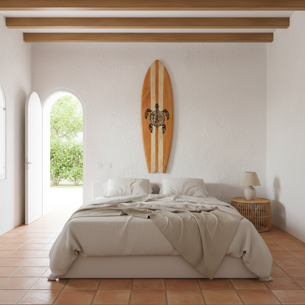 Arte de Pared Tabla de Surf de Madera Modelo Tortuga Durai