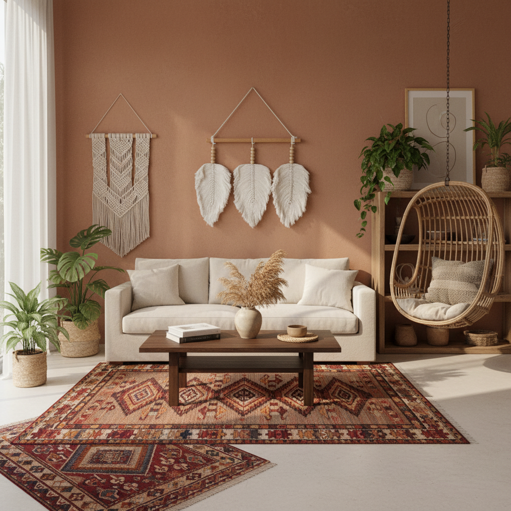Modelo de Tapiz de Macramé de Triple Hoja Ndao