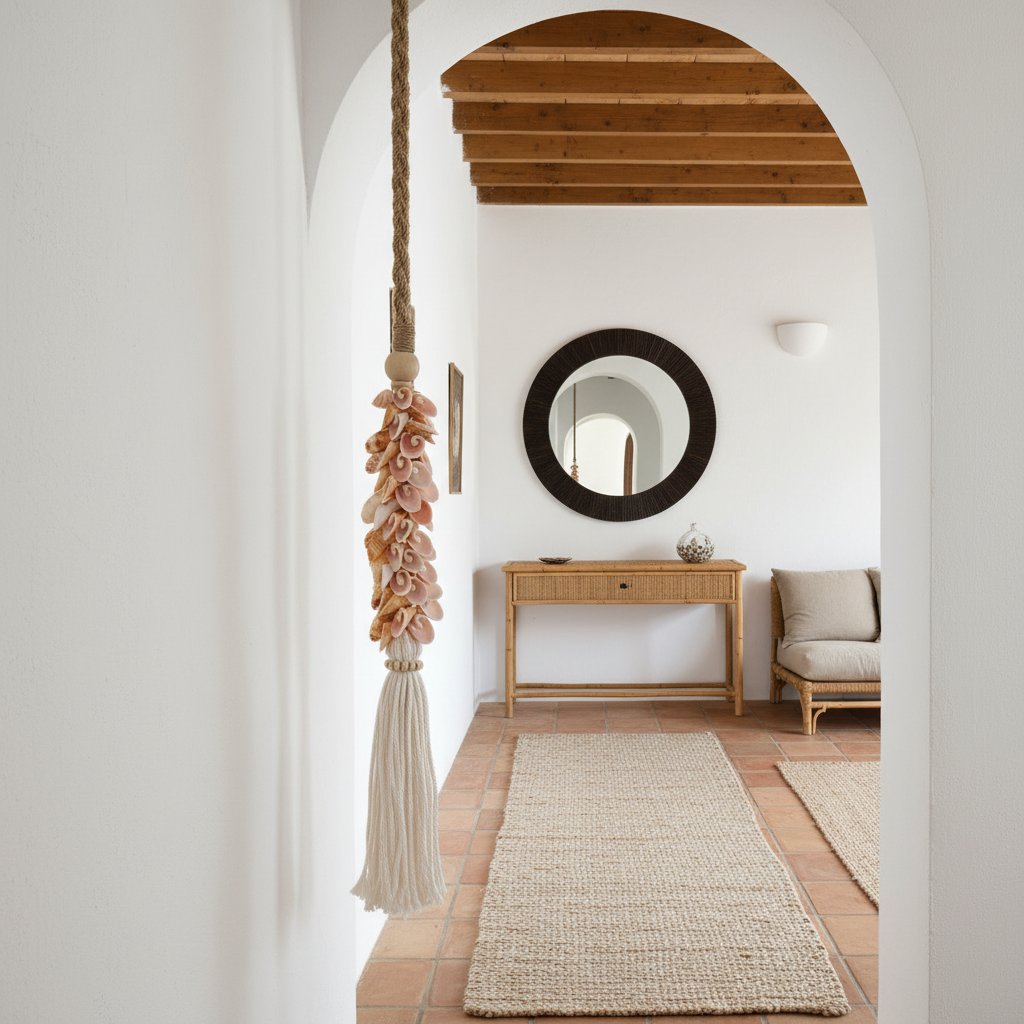 Modelo de decoración de techo con borlas de concha colgantes Savu