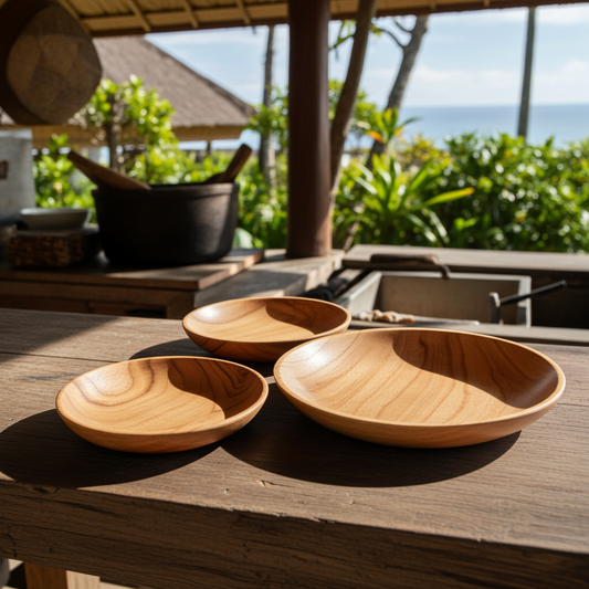 Set of 3 wooden plates