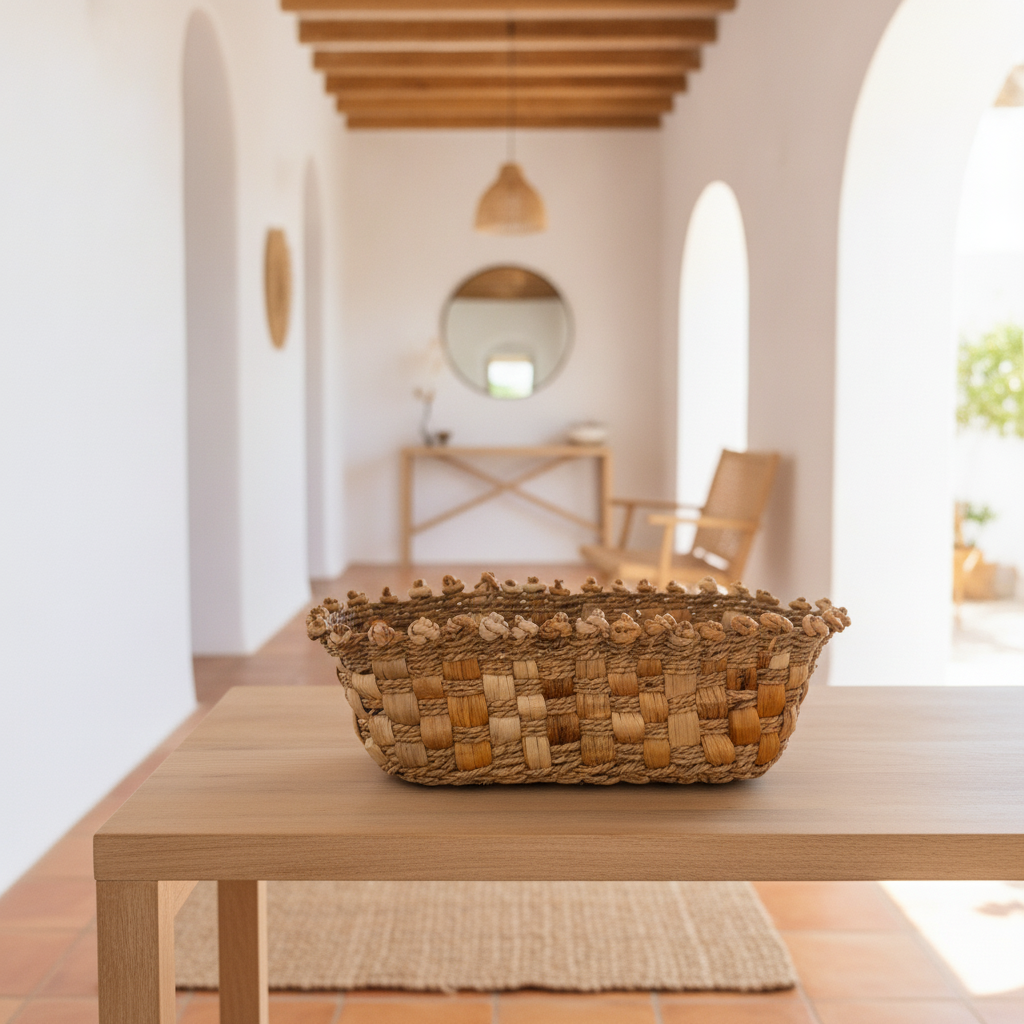 Woven Water Hyacinth Tray Basket Model Pemping