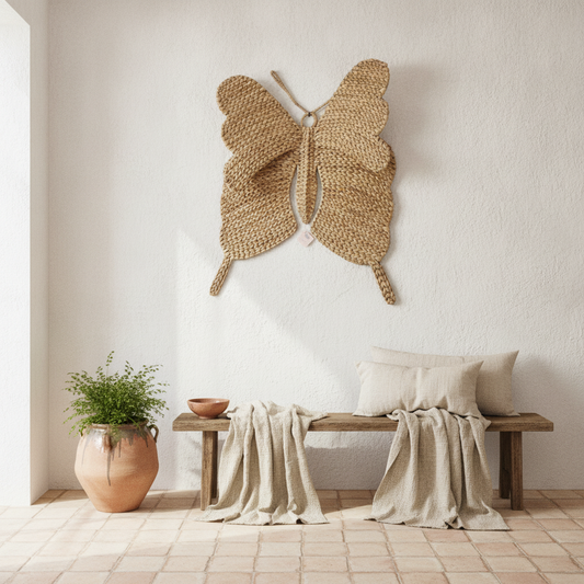 Arte de Parede Borboleta em Jacarandá Tecido Modelo Batanta
