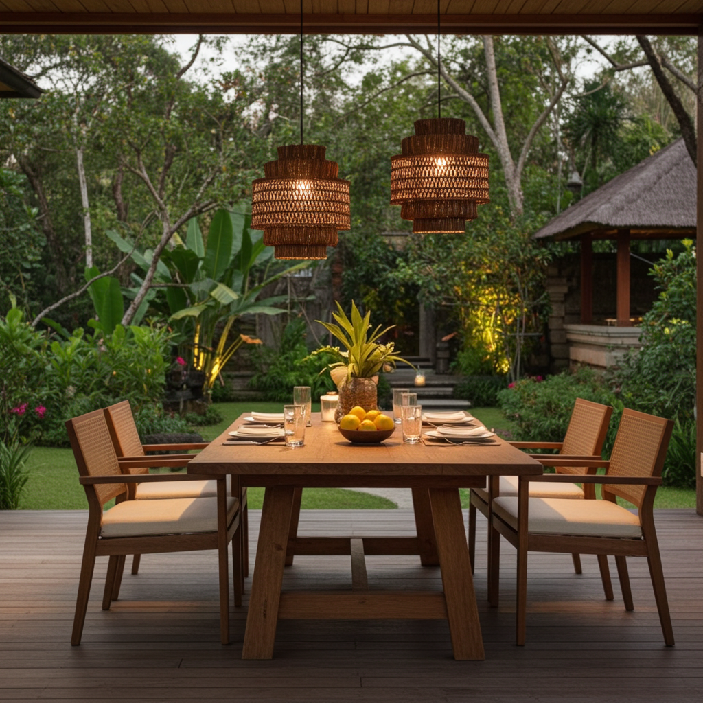 Candeeiro suspenso em folha de bananeira Modelo Ancol