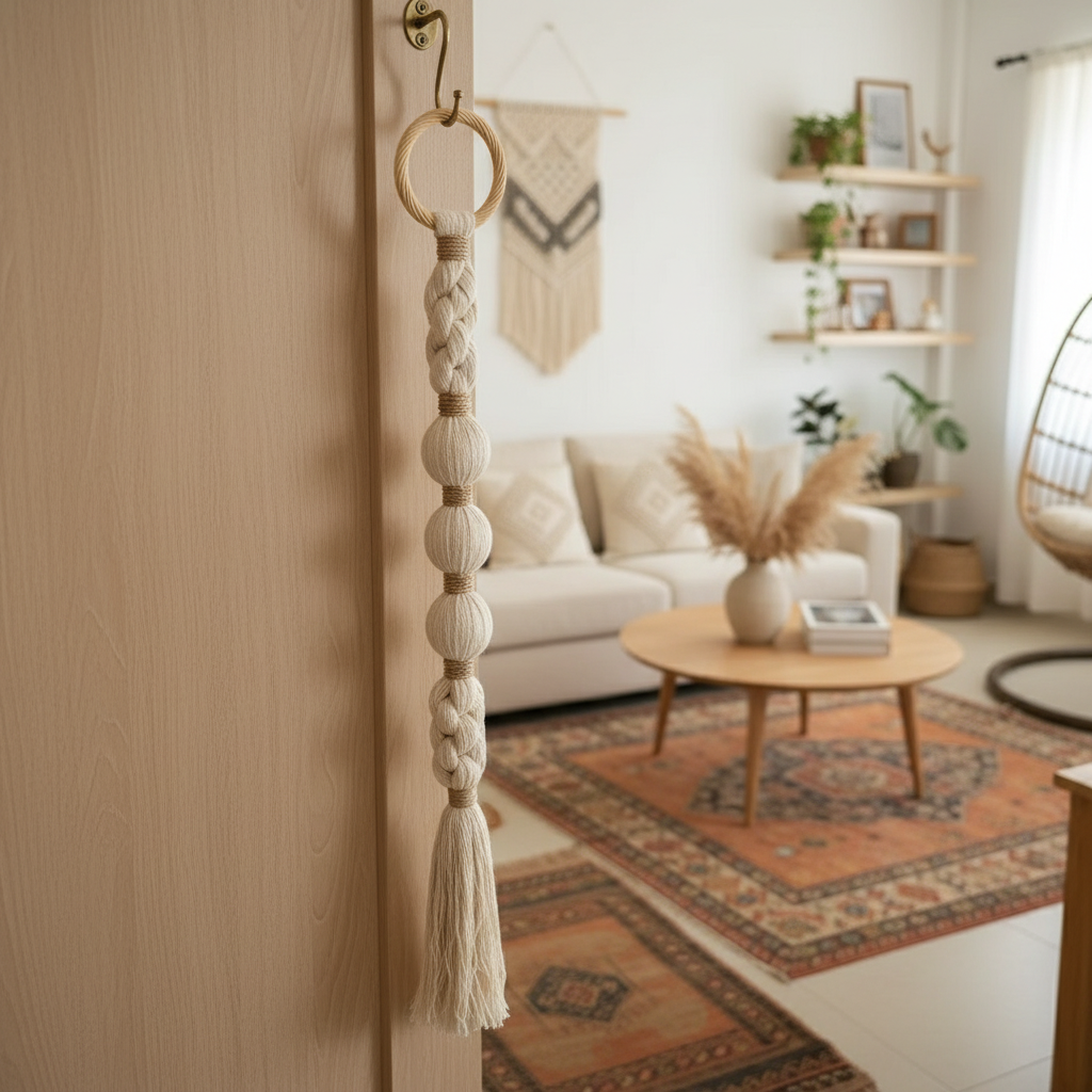 Borla de macramé trenzada para colgar en la puerta, modelo Numfor