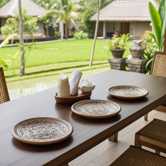 Hand-carved wooden decorative 30cm plate. Model Baroro