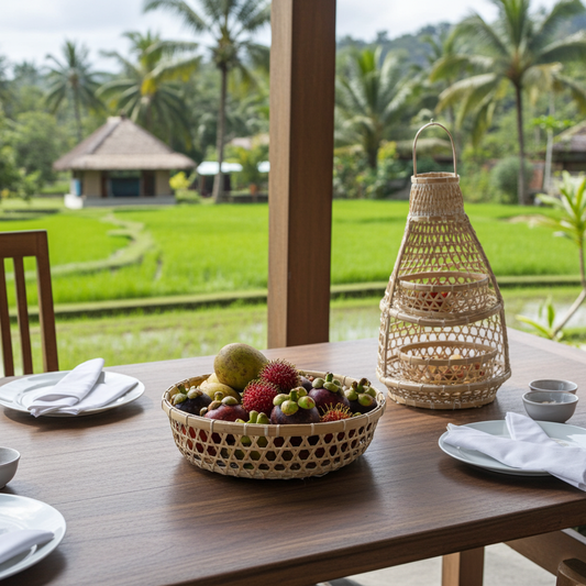 Decorative tiered white washed basket