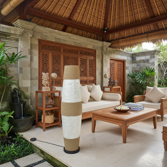 Tall Woven Rattan Table Lamp Model Karaweira