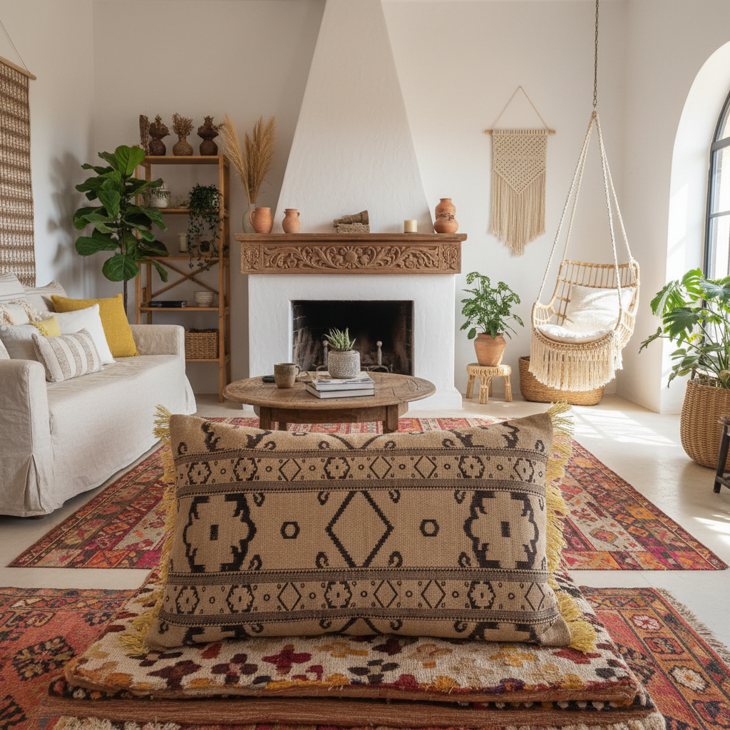 Boho Geometric Lumbar Cushion Cover Model Sermata