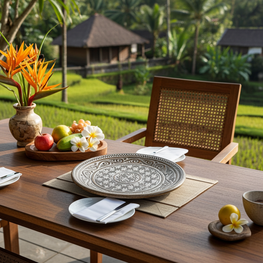 Hand-carved wooden decorative 40cm plate. Model Rende