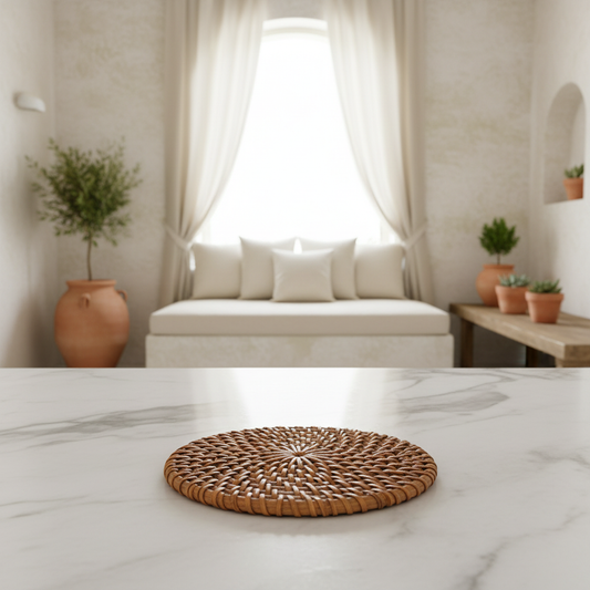 Round Woven Rattan Coaster Model Batudaka