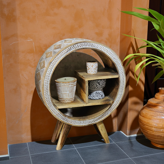 Circle cabinet with handcarving