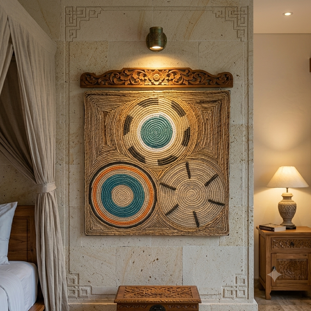 Woven Seagrass Circle Pattern Wall Art Model Bidadari Komodo