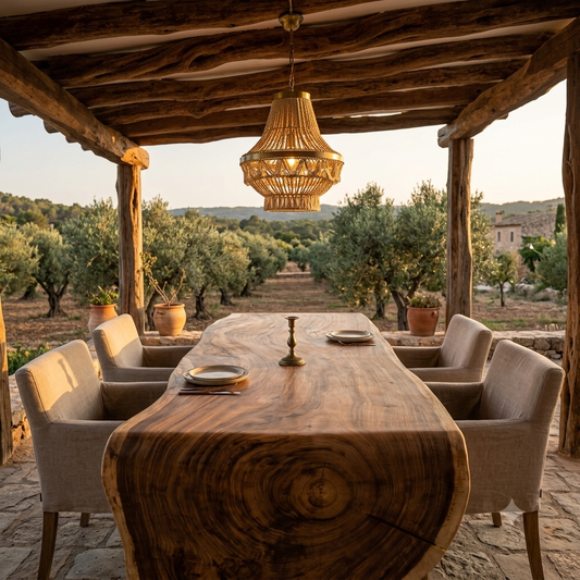 Mesa de Comedor de Madera Maciza Suar con Canto Vivo Modelo Balbulol