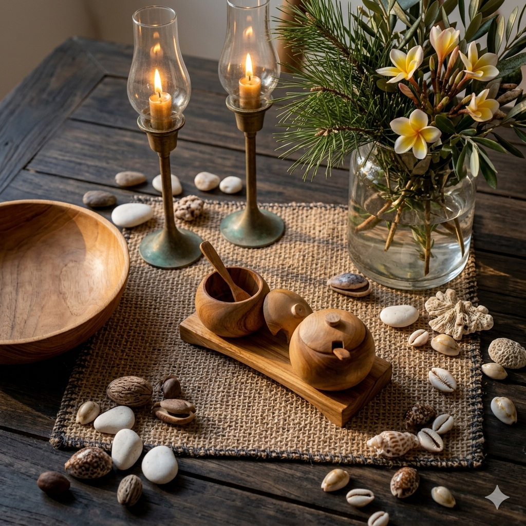 Wooden condiment dipping bowls with 2 cups