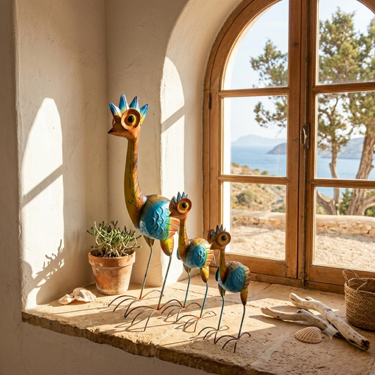 Colourful Handmade Metal Bird Figurines Set Model Manipa