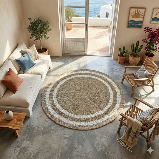 Alfombra redonda de algas marinas 120cm Modelo Hitam