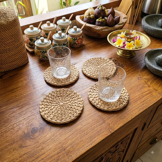 Round Woven Water Hyacinth Table Coaster Model Sukun