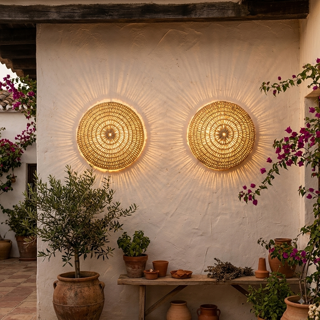 Round Woven Palm Leaf Pendant Light Model Rau