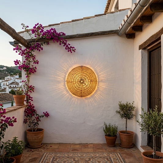 Round Woven Palm Leaf Pendant Lamp Model Talatakoh