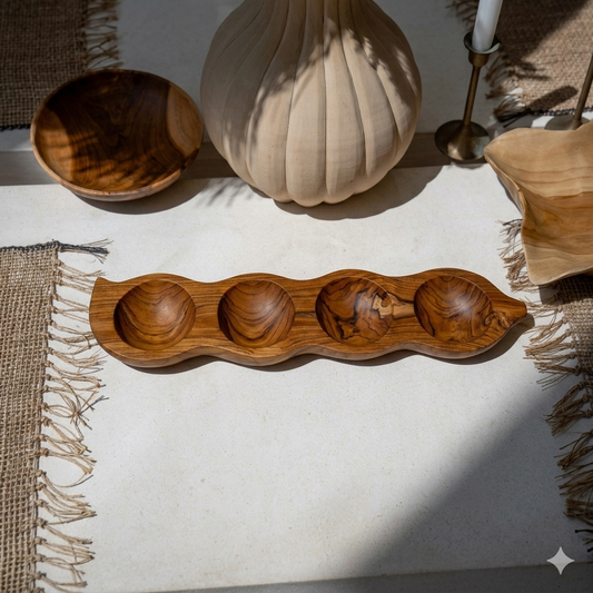 Wooden 4 hole sorting bowl